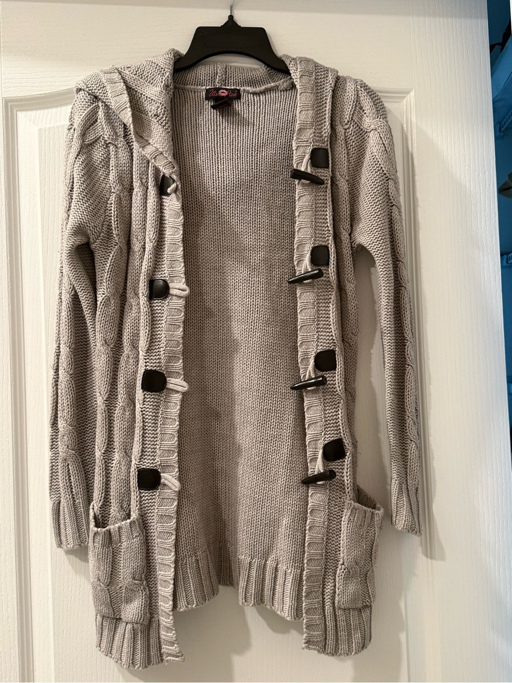 Ultra Flirt Light Gray Hooded Toggle Cardigan